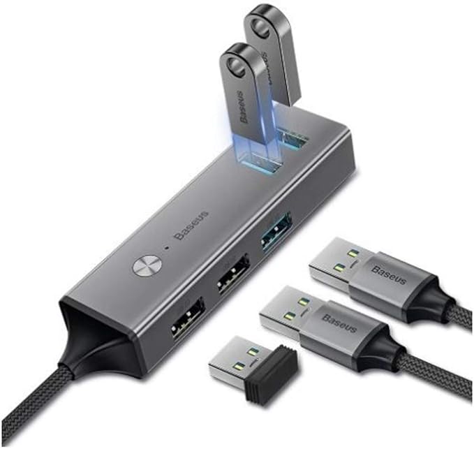 Baseus 5 x USB Type-C Hub Adapter | Model : CAHUB-C0G | 3 x USB 3.0 in 5Gbps & 2 x USB 2.0 in 480Mbps | With LED Indicator for MacBook / Laptops | 100% Genuine