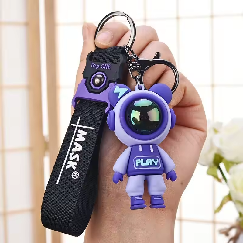 Prime Picks Premium Bear Astronaut Space Bear Keychain | Cute Anime Cartoon 3D Doll Pendant Key Ring | Bag Charm, Car Key Ring, Phone Strap, Backpack Ornament | Multipurpose Stylish Keychain Gift for Men & Women