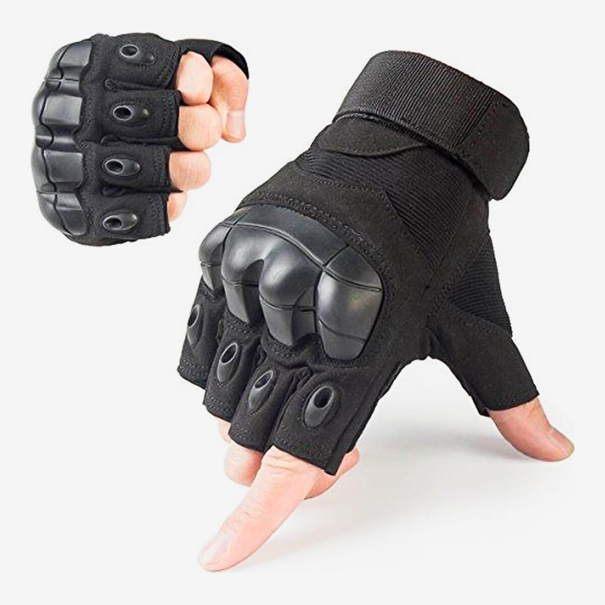 Military Tactical Bike Gloves Hard Knuckle Half Finger Gloves For Outdoor Cycling