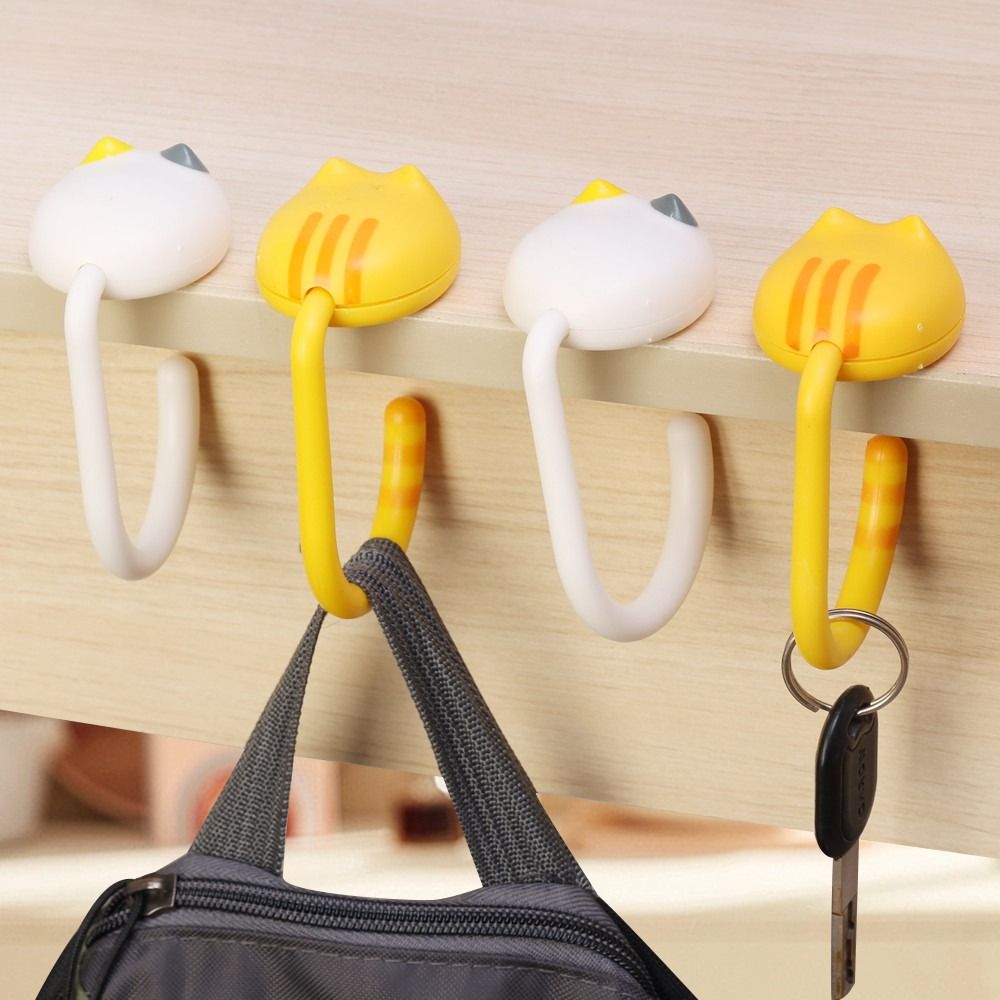 Cute Cartoon Cat Bag Hook Space Saving Storage Accessories Desk Side Hooks Adjustable Backpack Hanger