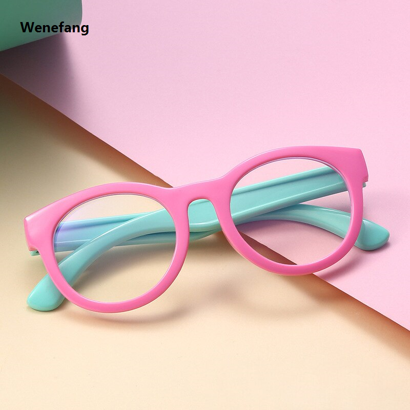 Wenefang Anti-blue Children Glasses One-piece Safe Eyeglasses Plain Mirror 2025 New Silicone New Bendable Light Goggles Eyewear Accessories
