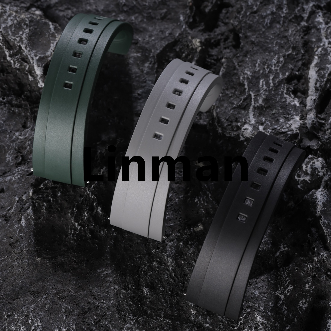 Maike Quick Release Natural Rubber Watch Strap 20mm 21mm 2New style 2mm 24mm Accessories Smart Watch Band With Rose Gold Buckle