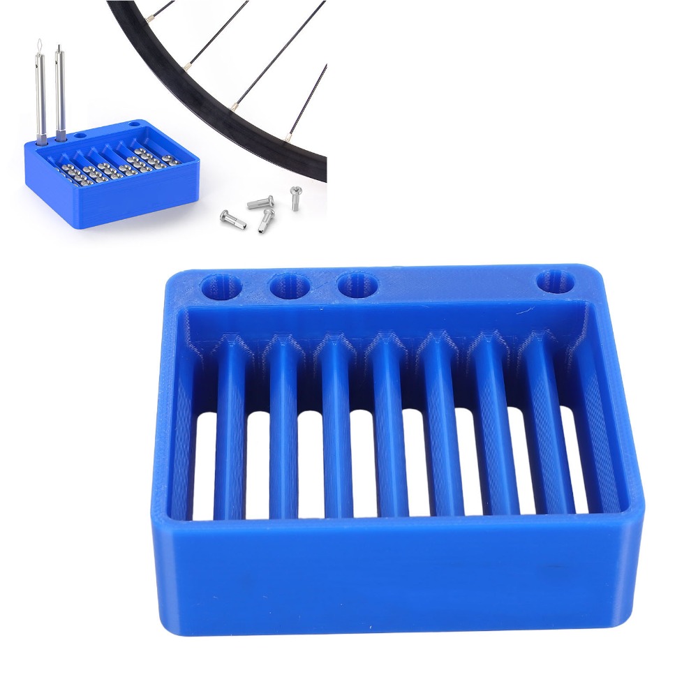 Durable Plastic Spoke Cap Storage Box 48-Piece Capacity 13G/14G/15G Compatible Spoke Nipple Shuffler Box Blue Cycling Spoke Cap Box Bike Repair