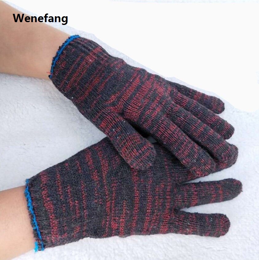 Wenefang 1200 Cotton Hand Glove Safety String Knit Work Gloves Grip Men Women BBQ Thicker Knitted Cut Repair (1 pair)
