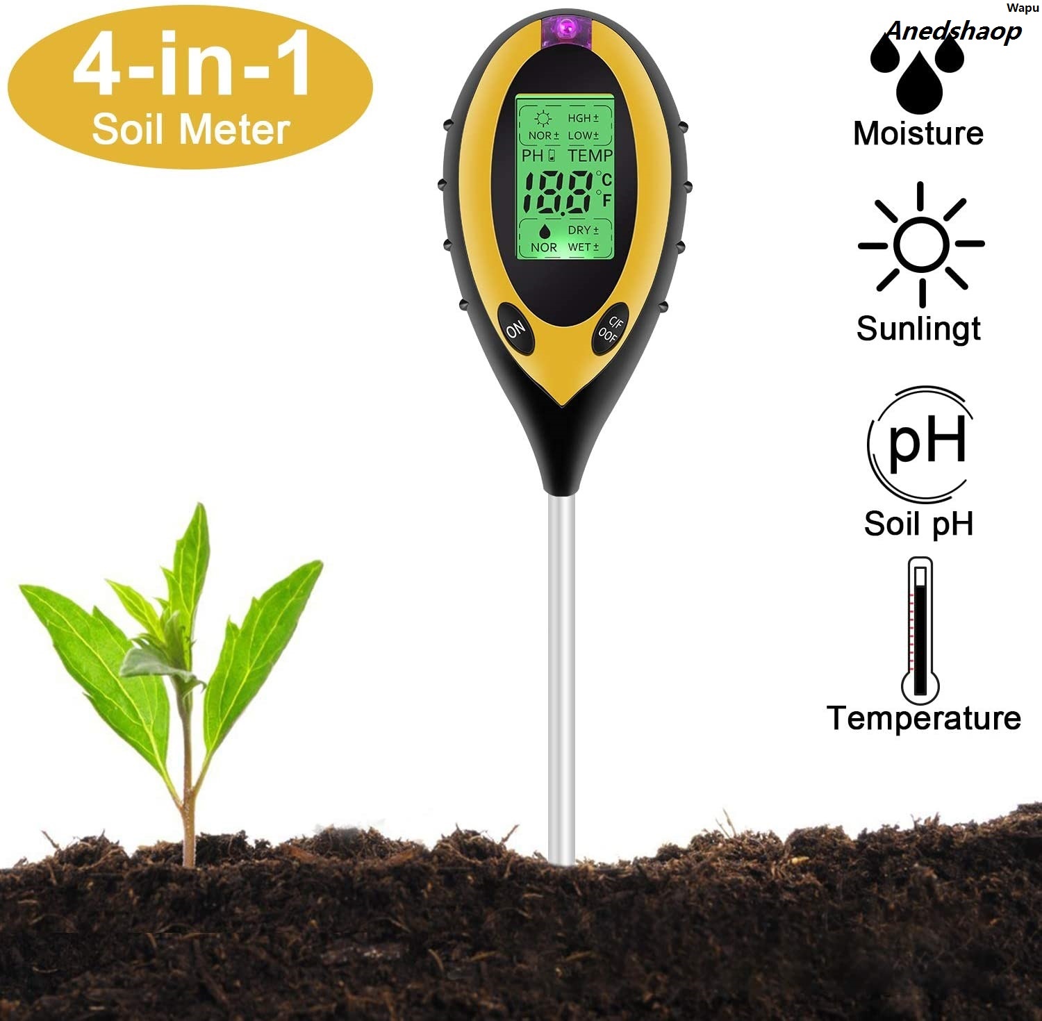 WapuPortable New Soil pH Meter 3/4 in 1 PH Light Moisture Acidity Tester Soil Portable Tester Moisture Meter Plant Soil Tester Kit for Flowers