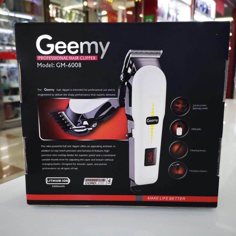 GEEMY GM-6008 Rechargeable Professional Hair Clipper | Hair Cutting Machine with Length Comb (3, 6, 9, 12MM) | Original Geemy Hair Trimmer