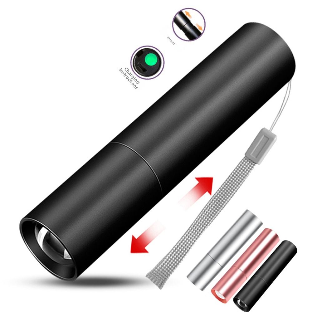Fashion Zoom Super Powerful Flashlights High Power Rechargeable LED Flashlight Torch Mini 3 Light Mode Pocket Light Lamp Outdoor