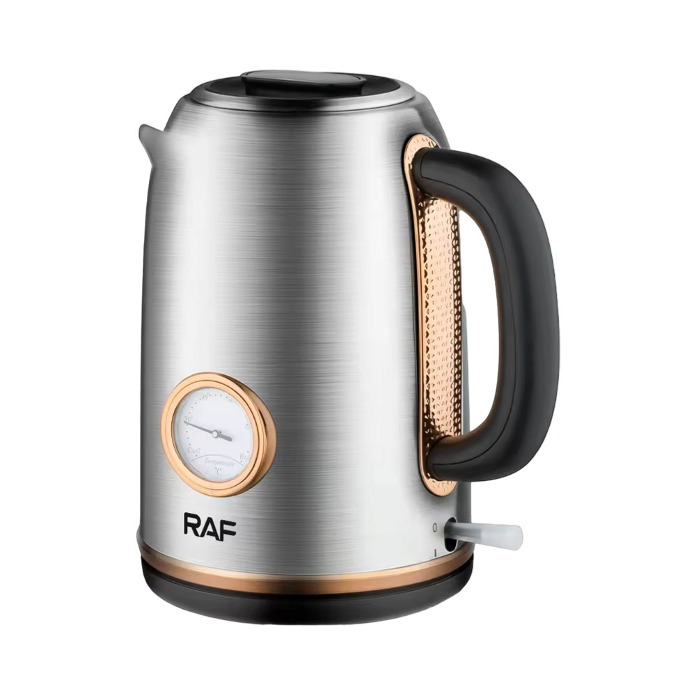 RAF R.7849 Electric Kettle 1.7L Stainless Steel | 2200W Fast Boil | Temp Gauge | Auto Shut-Off | Ideal for Tea & Coffee