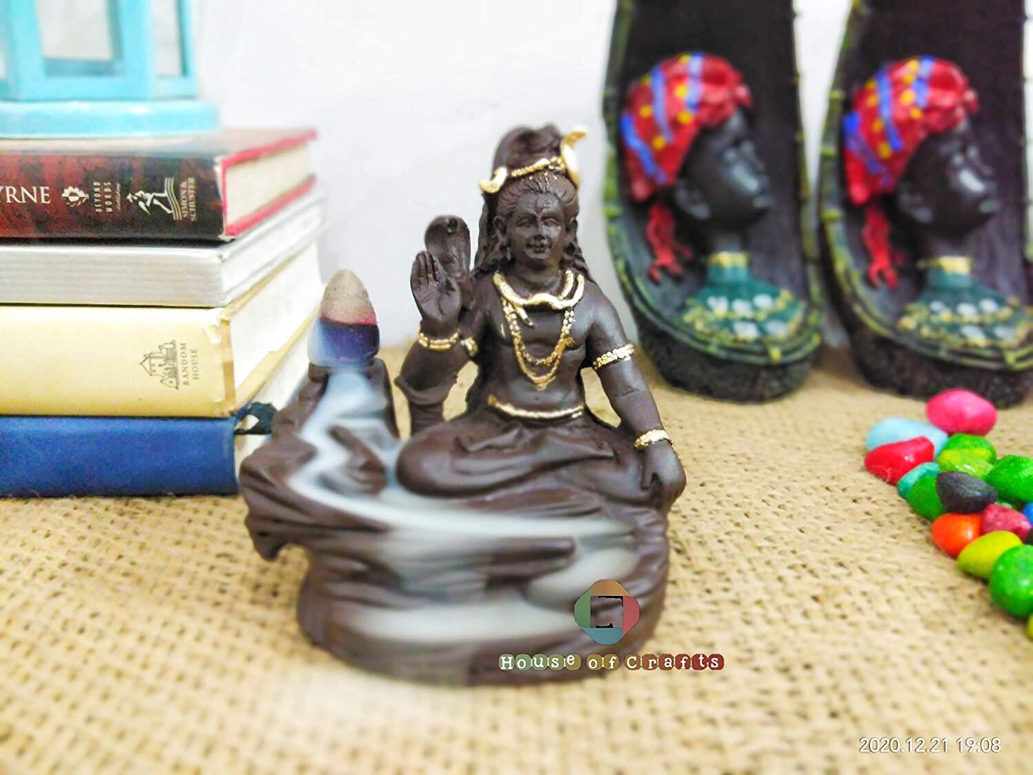 Shiv ji Smoke Fountain Backflow Statue Back Flow Smoke Incense Holder Burner Fountain Statue Decorative Showpiece Meditation