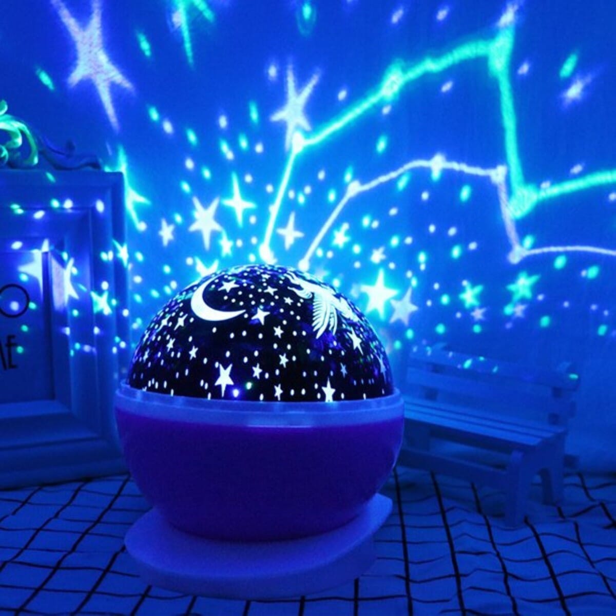 LED Rotating Night Light Projector Starry Sky Star Master USB Galaxy Lamp | Kids Bedroom Sleep Light | Romantic Ceiling Projector Lamp for Baby Room, Home Decoration & Gift | Products Book
