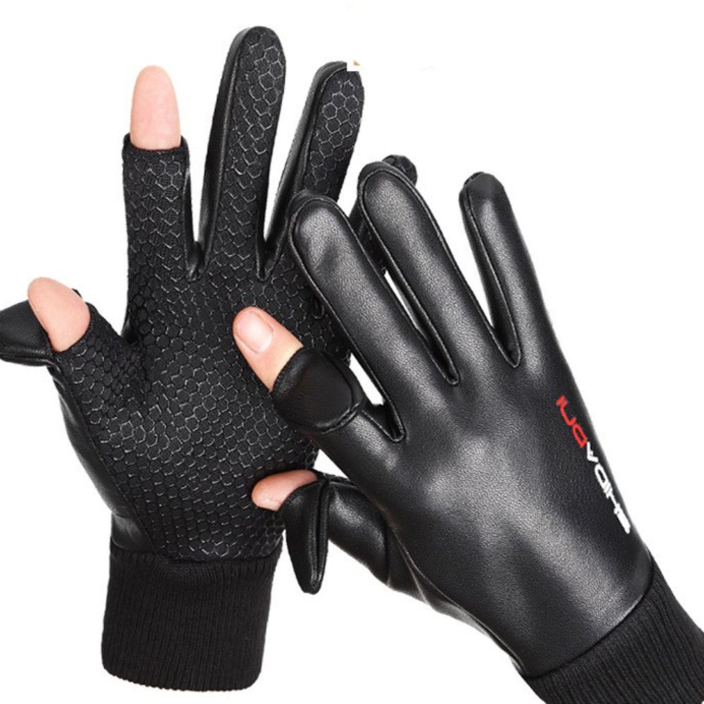 Sports pair Outdoor Half Finger Short Unisex Cycling Gloves Driving Mittens Flip Mittens Man Pu Gloves