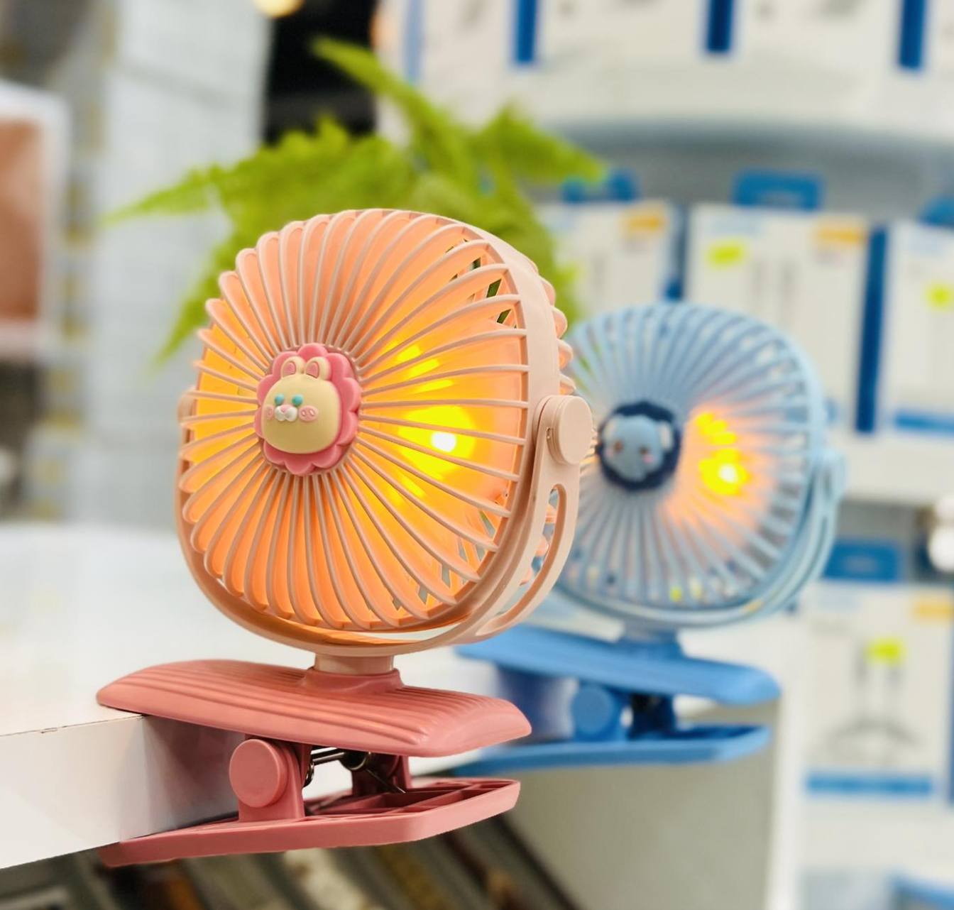 Clip Fan with Light - Small Portable Fan for Desk Bedroom Office Stroller - 3 Speed Multi-Color Night Lamp