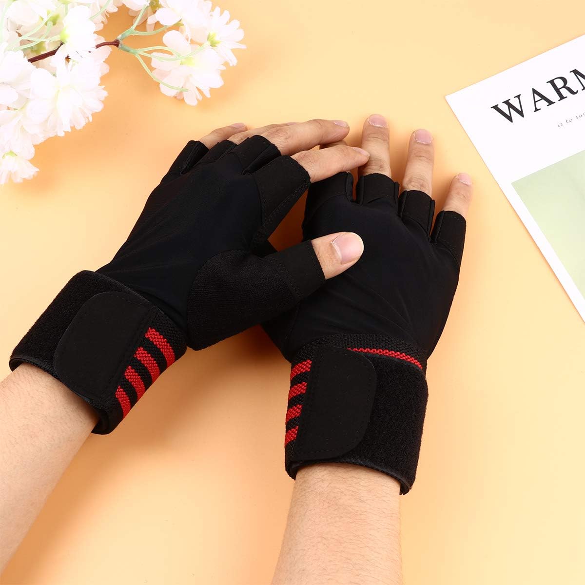 Half Finger Gloves Wrist Bracers Palm Gloves Sports Equipment Gloves for Weightlifting Pushing Training