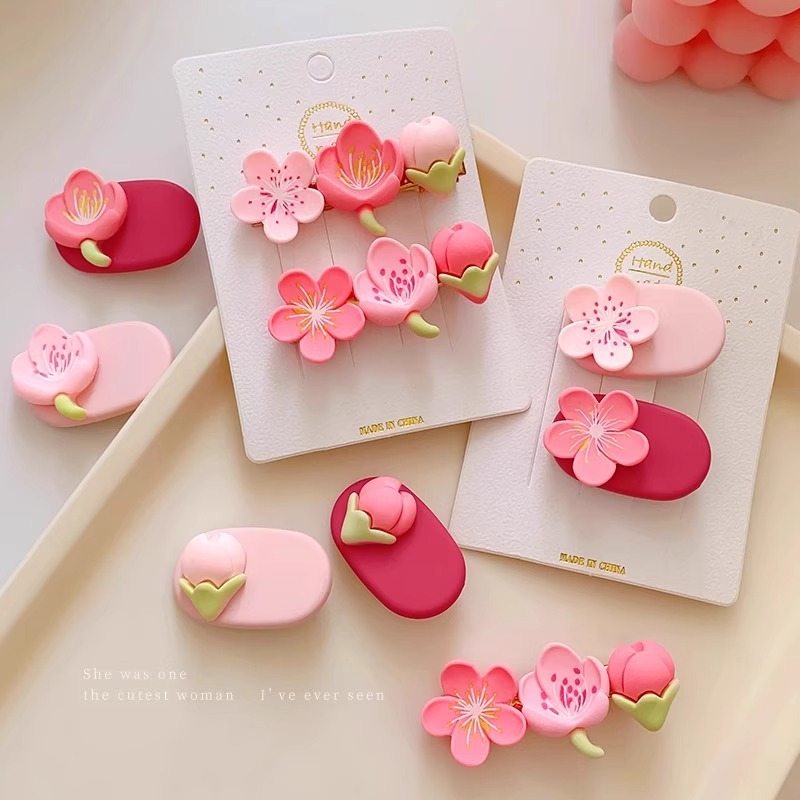 New pink flower hairpin bangs hairpin forehead broken hair BB clip children's little girl beautiful clip side clip
