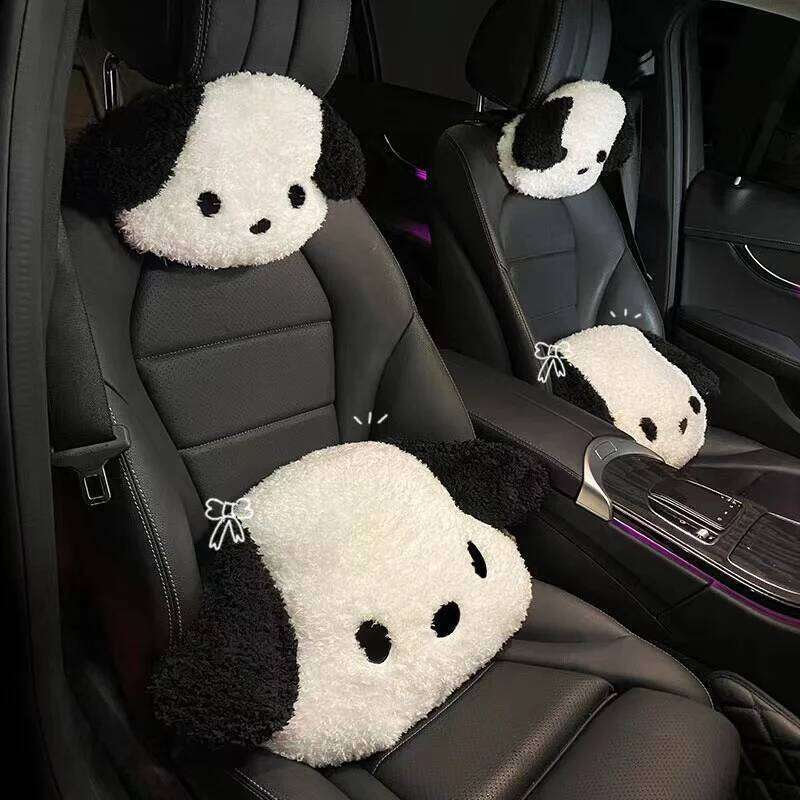 1pc Universal Headrest Neck Pillow Plush Dog Cute Cartoon Comfortable Vehicle Supplies Car Seat Accessories New Decoration