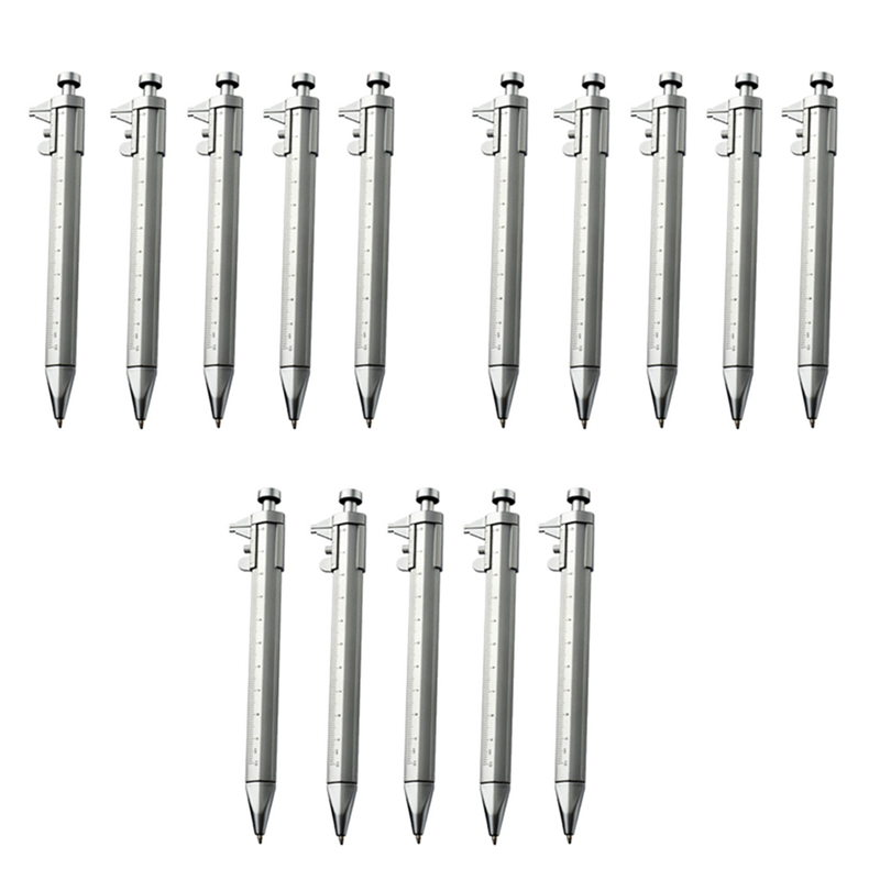 (GGBR) 15Pcs Multifunction 1.0mm Gel Ink Pen Vernier Caliper Roller Ball Pen Stationery Ball-Point Pens Blue Ink