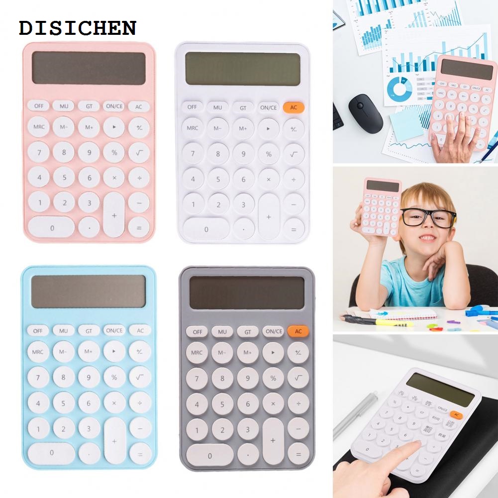 DISICHEN Portable Desktop Calculator Cute 12-Digit Kids Calculator Extra Large LCD Display Big Buttons Portable Children Calculator