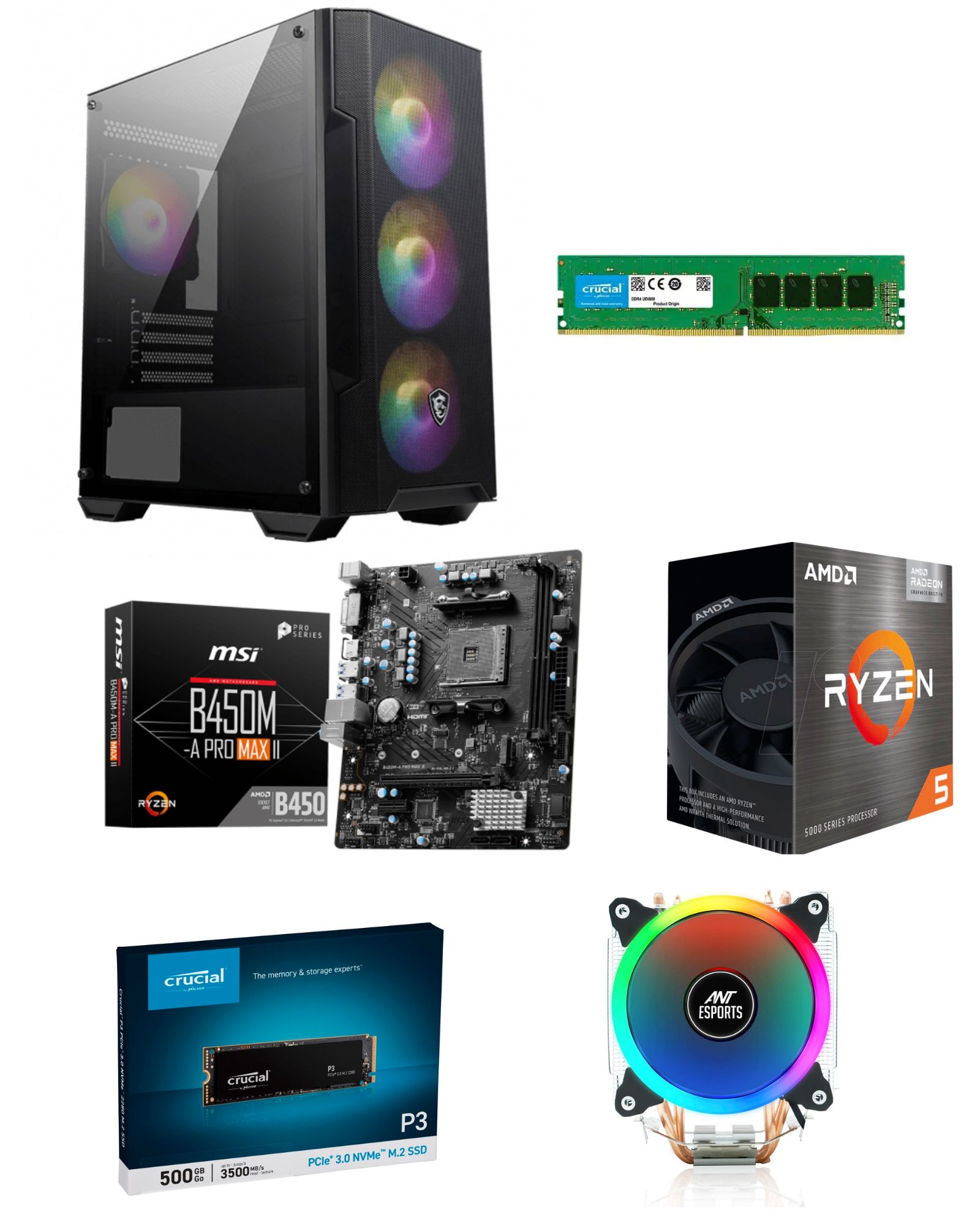 Gaming Lite Desktop CPU Ryzen 5 5600G 16GB RAM 512GB SSD(CPU Only)