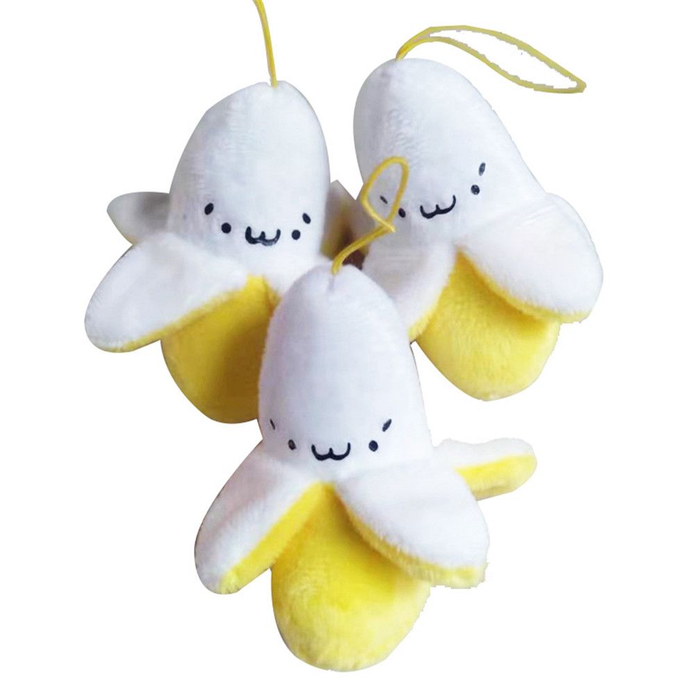New Cartoon Fruit Bags Phone Pendant Key Chains Mini Banana Pendant Plush Toy Keyrings