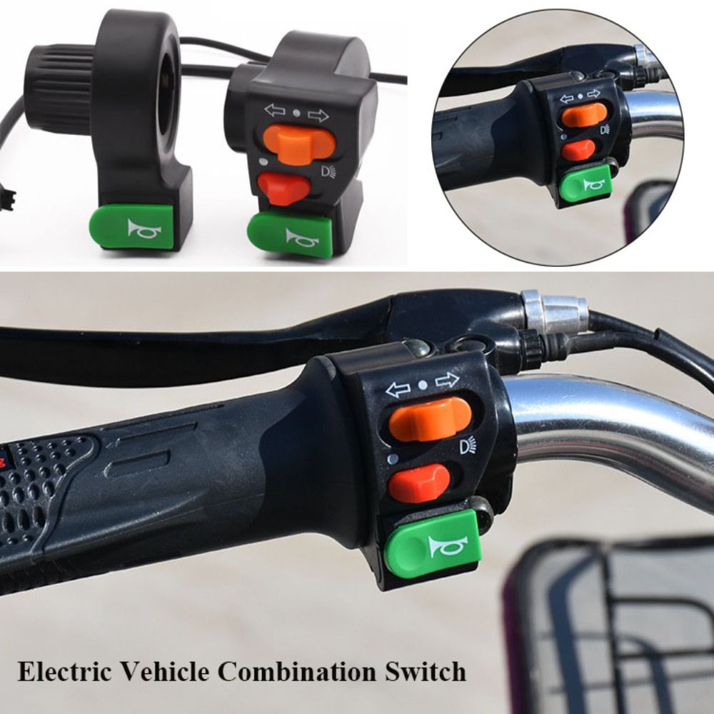 New Plastic Combination Switch Black 2 Styles Turn Signal Switch 3in1 Combination Switch Electric Vehicle Accessories