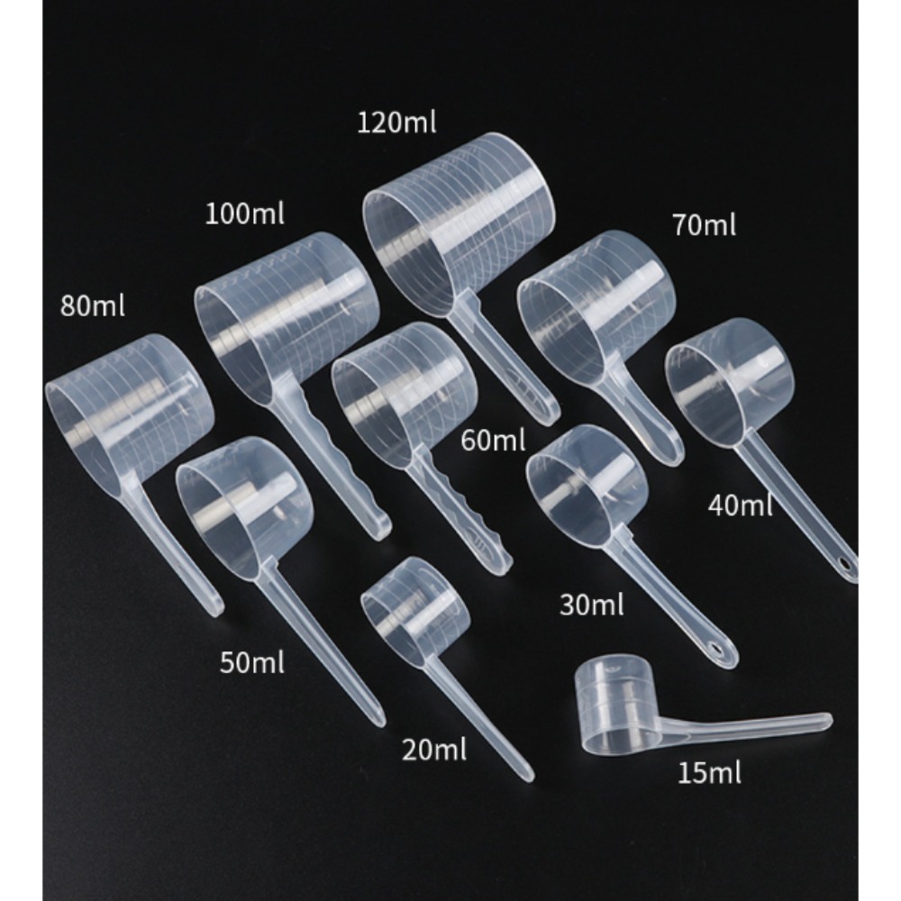 5pcs/set Creative plastic Coffee Scoop with Scale Multipurpose Flat-bottomed Spoon Transparent Measuring Spoon Home Kitchen Baking Accessories