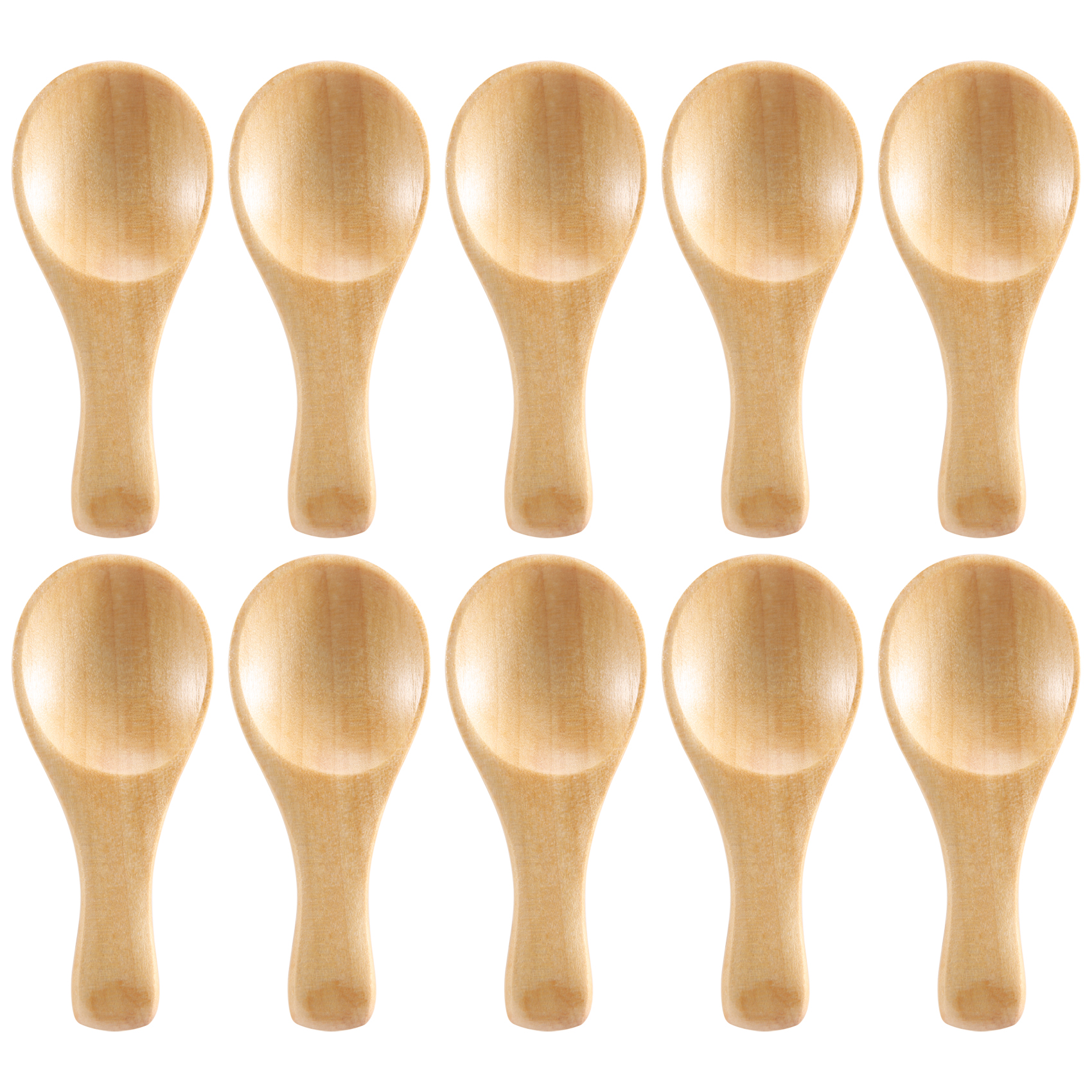 OUMERY Short Handle 10 Packets of Small Wooden Spoon, Perfect for Small Jars of Jam, Spices, Condiments, Seasonings, Sugar, Honey, Coffee, Tea, Mustard, Ice Cream, Milk Powder