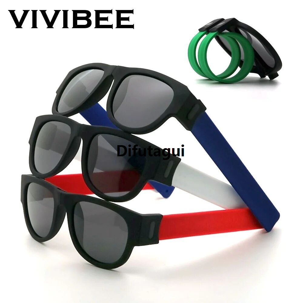 Difutagui New specials Fancy Slap Wristband Men Polarized Wrist Sunglasses Folding Profesional Women Roll Bracelet 2023 Trend Foldablen Square Sun Glasses