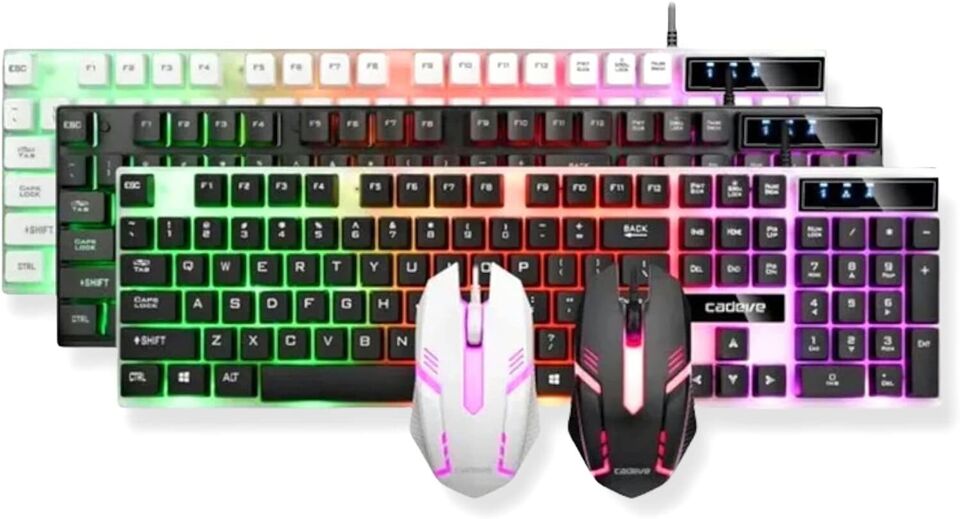 CADEVE 9122 Rainbow Backlit Waterproof Multimedia Mechanical Gaming Keyboard And Mouse (Multi-Color)