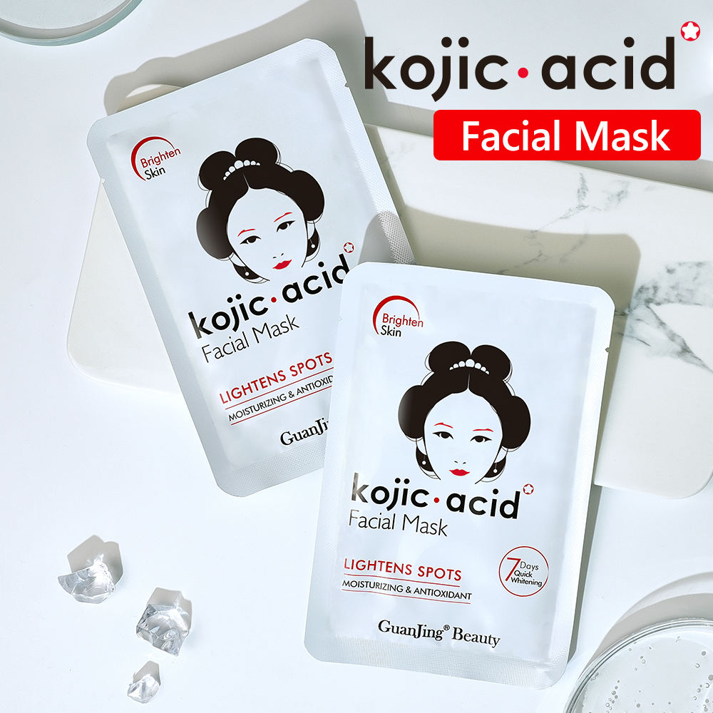 Kojic Acid Facial Masks Beauty Sheet Brighten Lightens Spots with and Hyaluronic Acid Face Mask