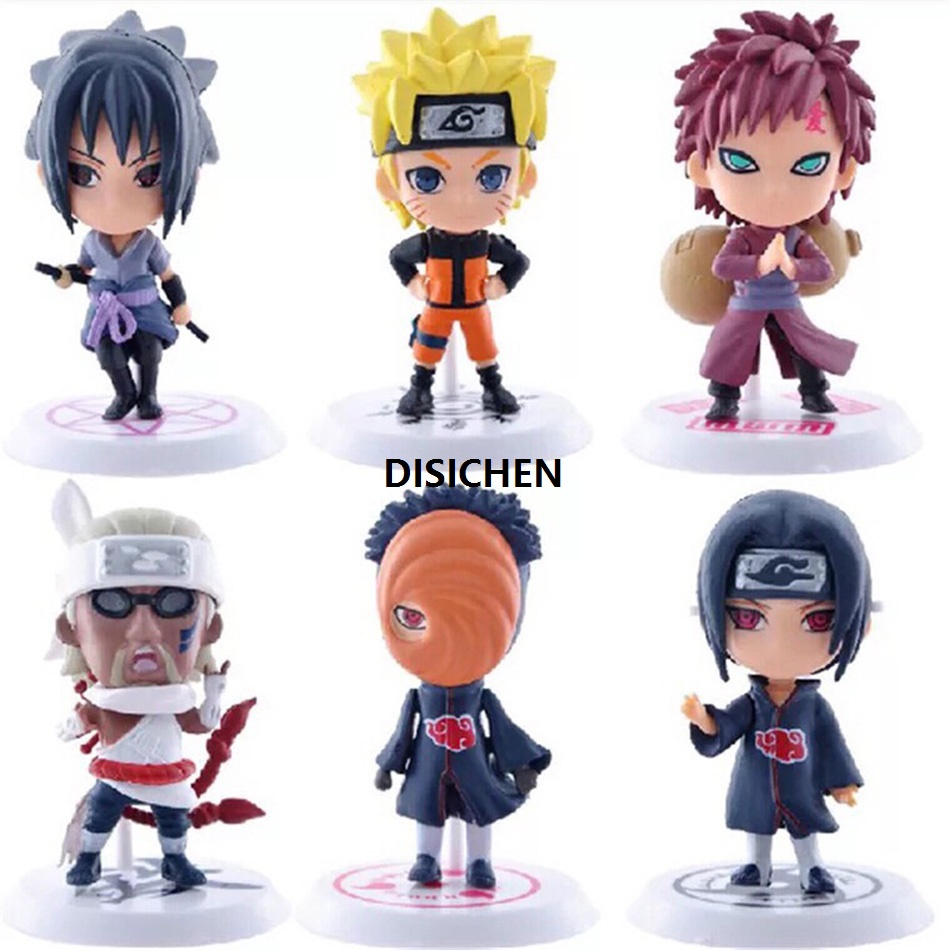 DISICHEN 6pcs/set Naruto Shippuden Anime Action Figure Hatake Kakashi 18/19 Q Version Model 7CM PVC Uzumaki Naruto Statue Collectible Toy