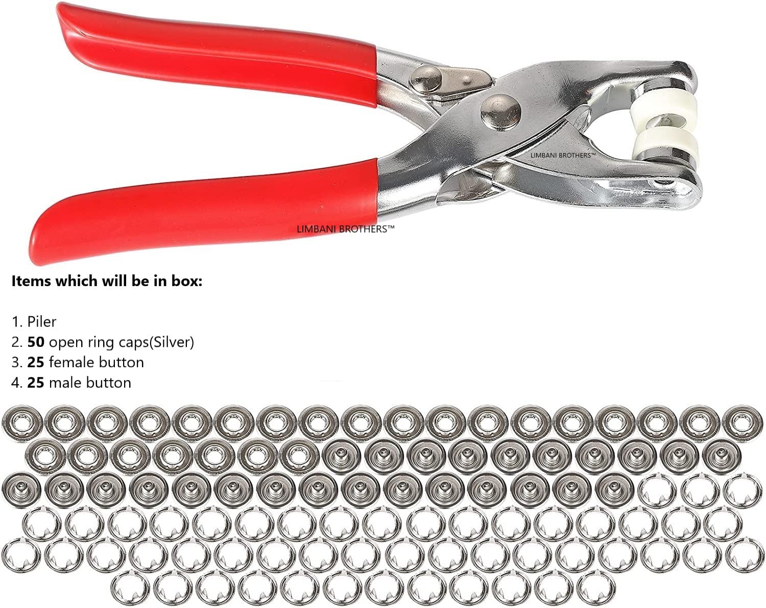 Buttom clipper Metal Thickened Snap Fasteners Kit , Five Claw Buckle Set with Hand pressure pilers -Grommet Setting Tool