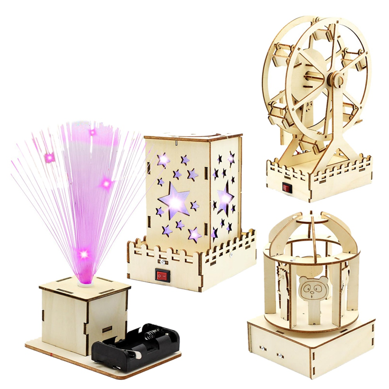 Wooden Building Toys 3D Puzzles Music Box Christmas Birthday Crafts Gift for Boys Girls