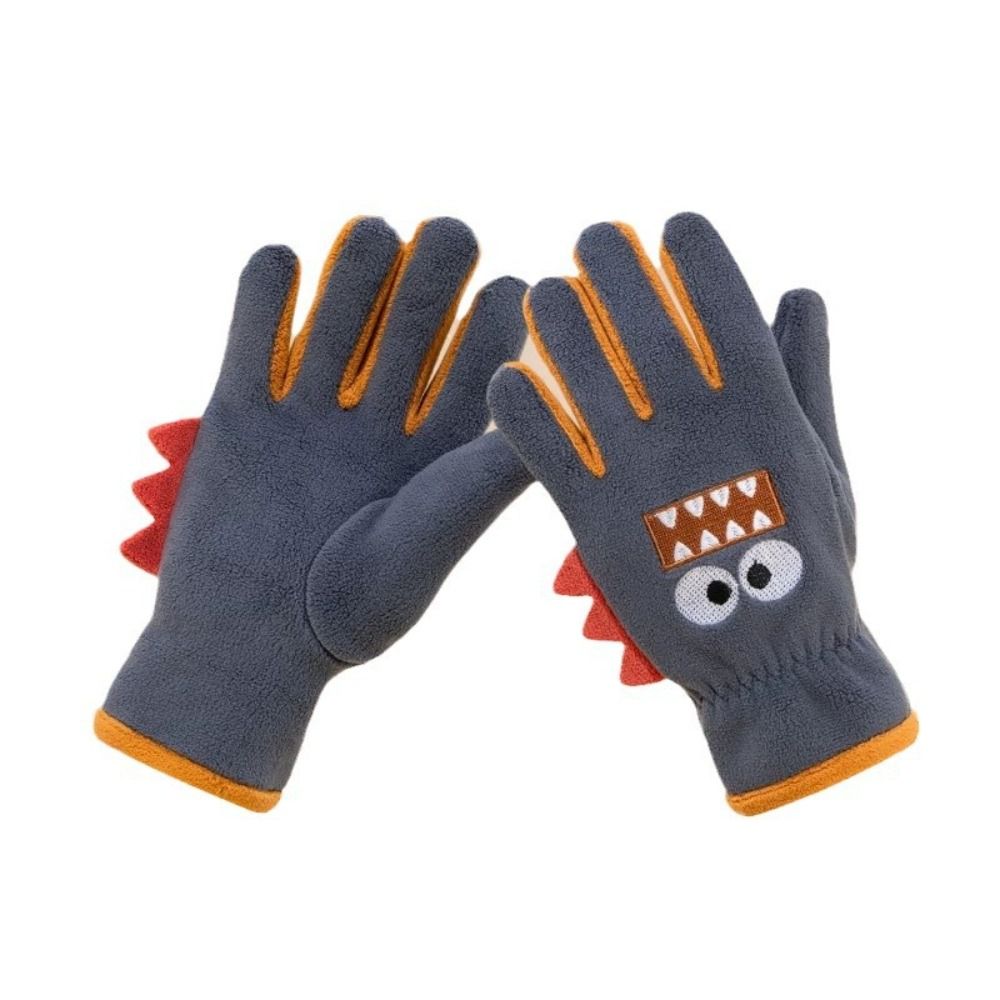Kawaii Cartoon Kids Plush Gloves Polar Fleece Windproof Full Fingers Gloves Soft Winter Warm Student Wrist Gloves Outdoor Sports