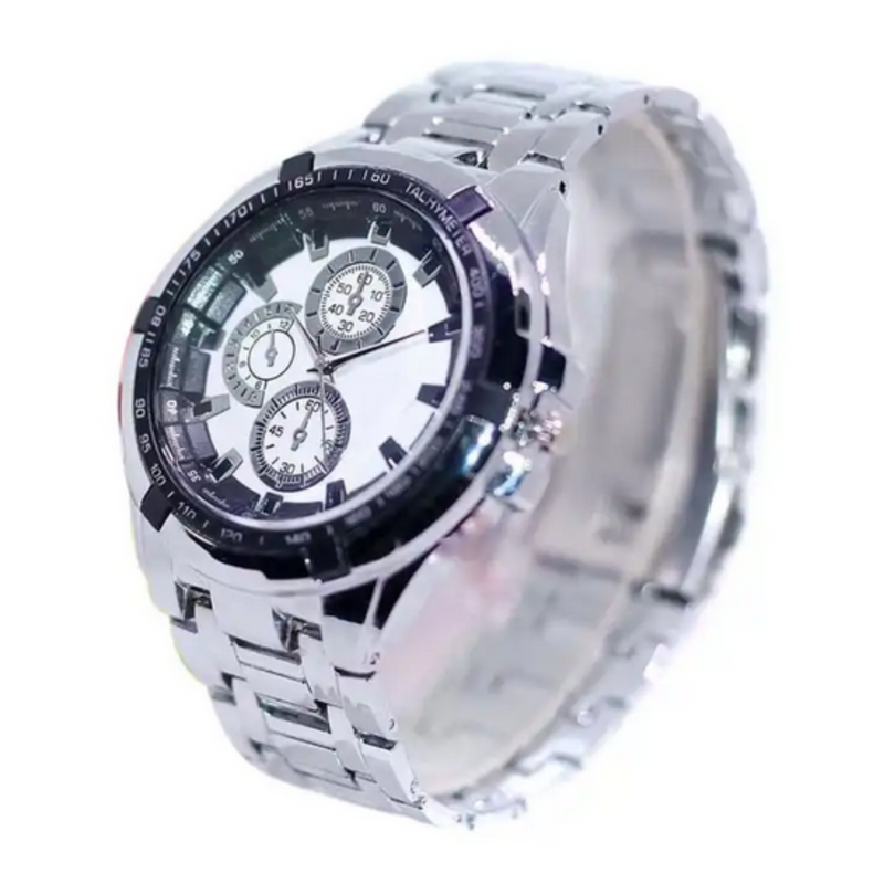 Round White Dial IK Collection Silver Color Watch For Men