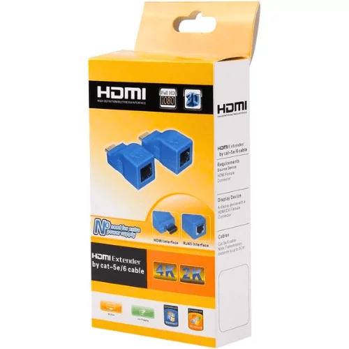 HDTV HDMI Extender Full HD 1080p | Long Distance Signal Extension | For TV, Monitor, Projector