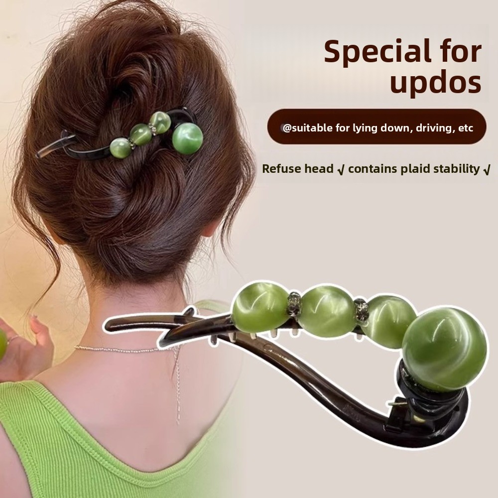 High-end Rhinestone Beads Twist-up Clip Duckbill Clip Back of Head Styling Aid Hairpin Head Ornament No Irritation Hair Clip Girls Woman