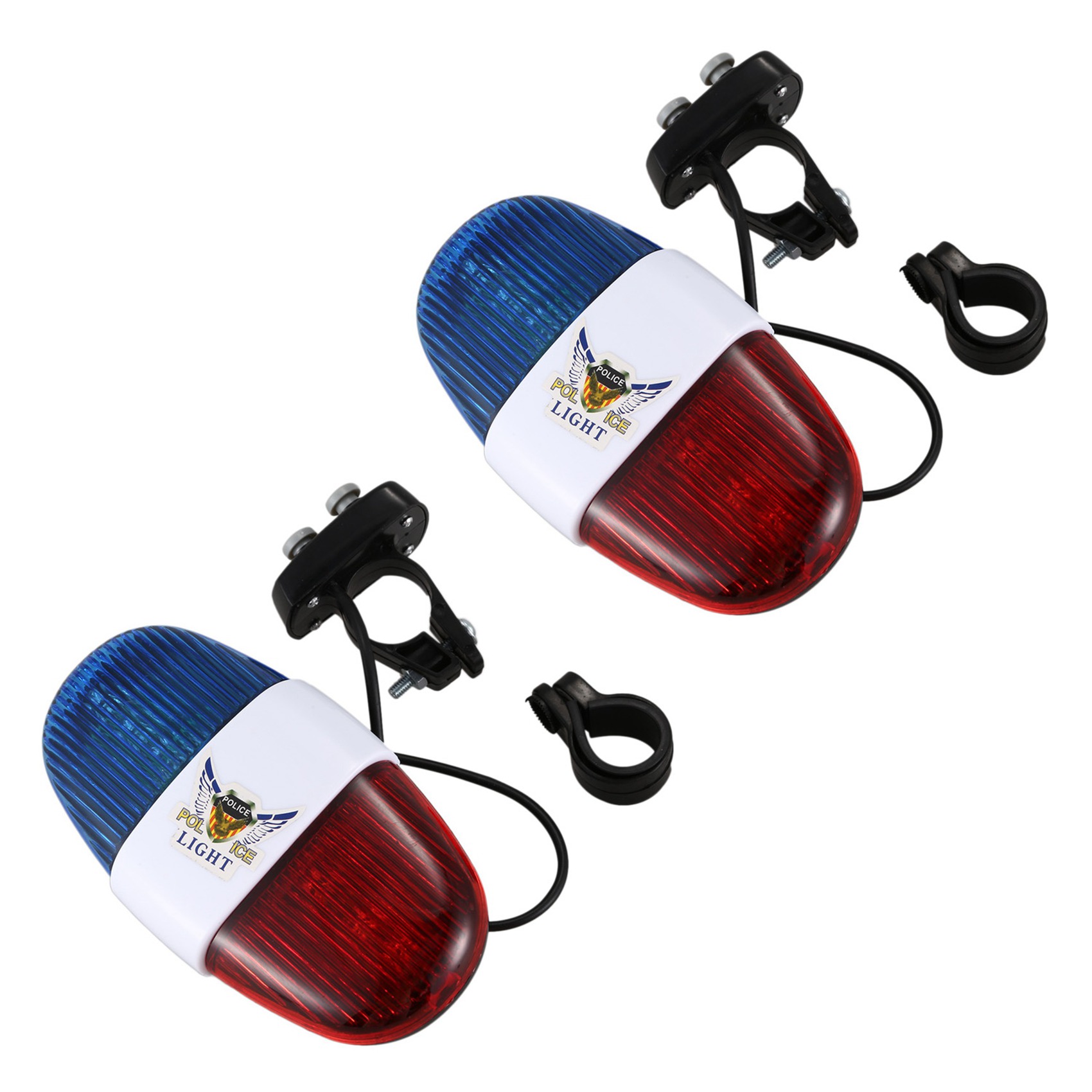 ARELENE 2X Bicycle Cycling 4 Tones 6 LED Electronic LED Warning Lights Siren Horn Beeper Bell