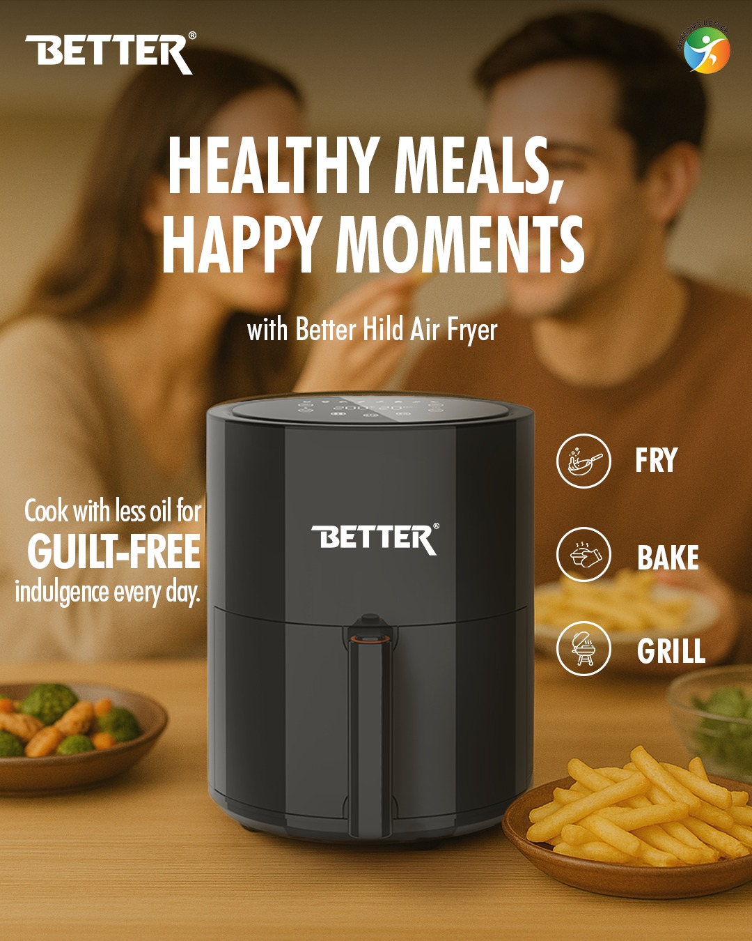 Better Hild Air Fryer Air Fryer 4 L Extra Large Capacity