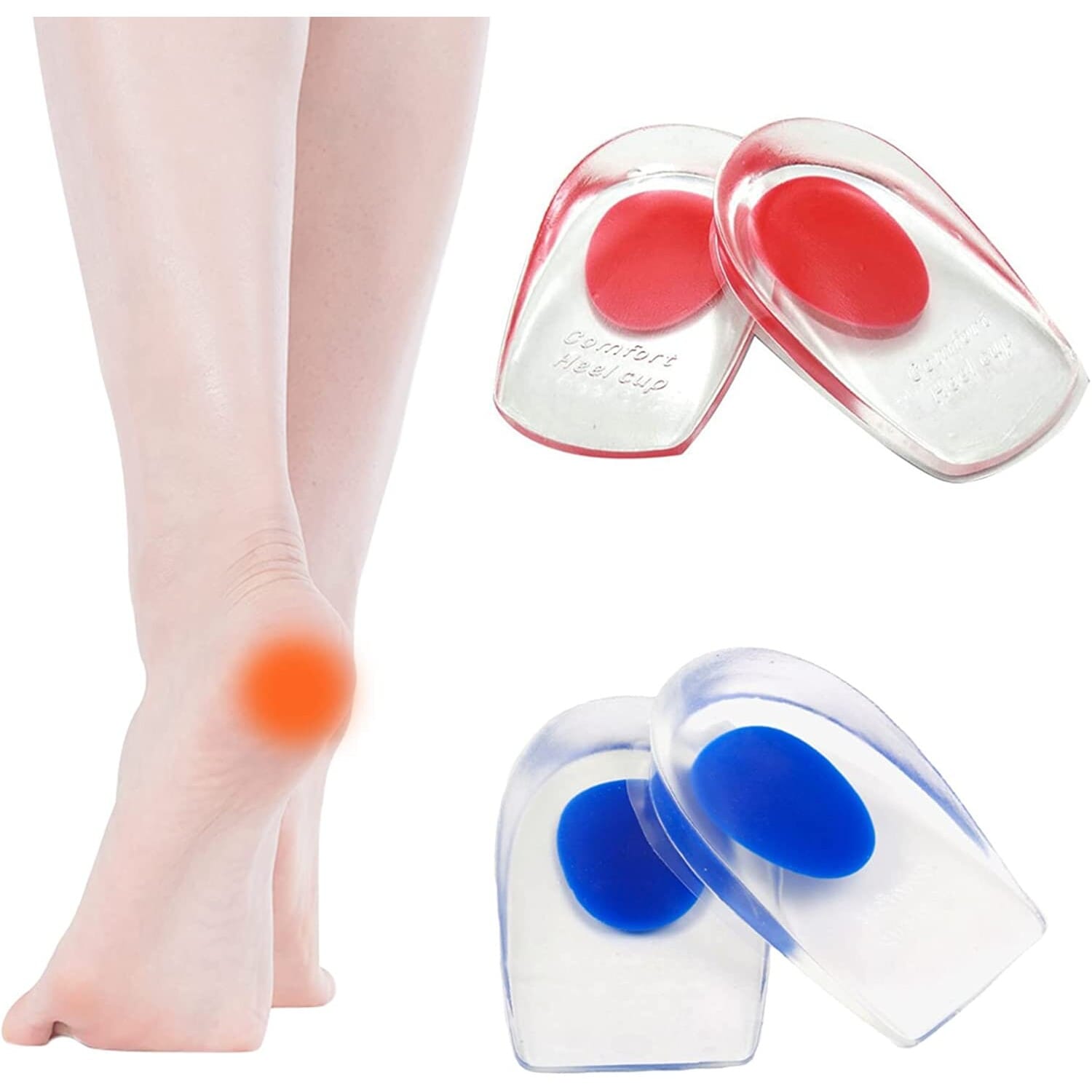Orthopedic Gel Heel Spur Insoles for Shoes - 2 Pairs Soft Gel Heel Cushions for Men and Women, Achilles Tendon Support
