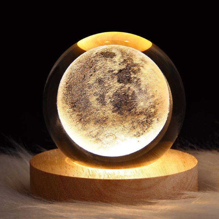 3D Crystal Ball LED Night Light - Starry, Moon, Saturn, Solar System, and Galaxy Designs for Home Decor By Mama Bhanja