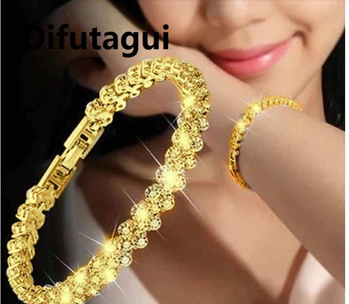 Difutagui Women Bracelets Fashion Roman Style Crystal Bracelets 925 Sterling Silver Bangles for Gifts Accessories