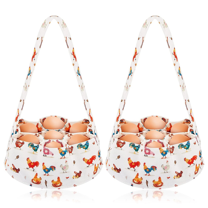 2 Pcs Egg Bags for Fresh Egg Collecting Eggs Gathering Basket with 7 Pouches for Farmhouse Chicken Coop Duck Goose Eggs Reusable