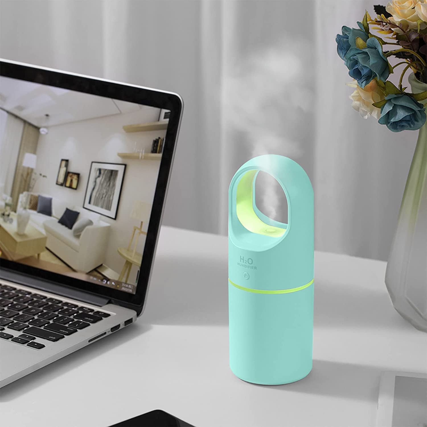 Small Humidifiers For Bedroom, Cool Mist Humidifiers With Colorful Night Light, Home Office Mini Humidifier With Auto-Off Protection 400ml