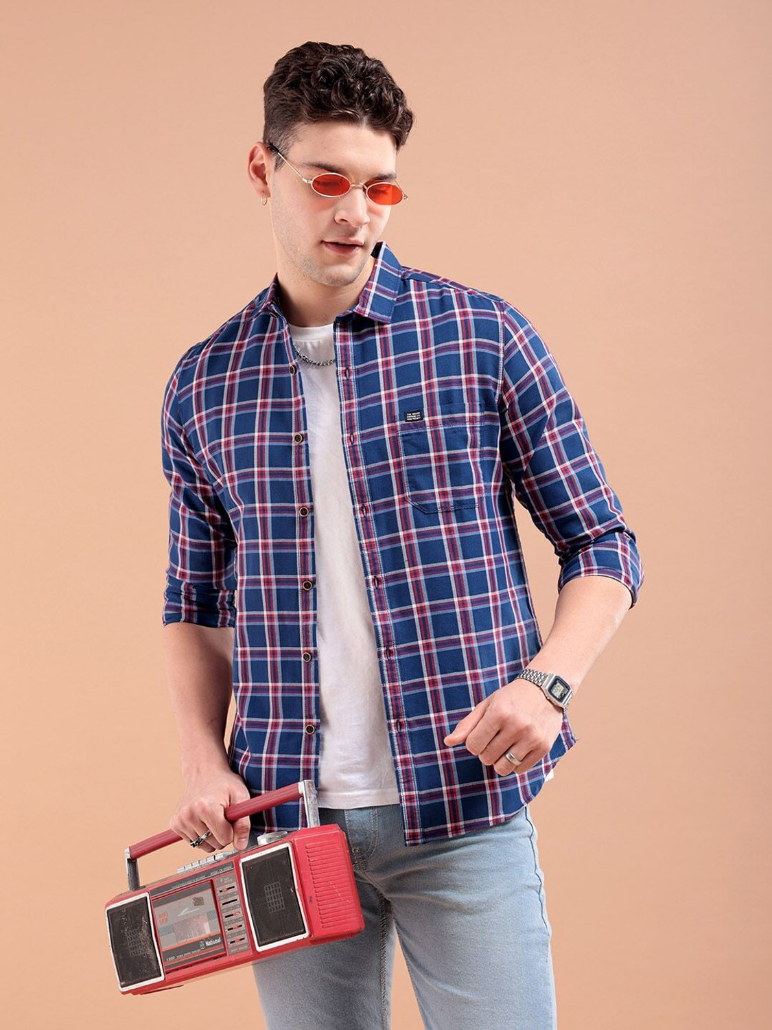 Fabdale Pure Cotton Checkered Slim Fit Casual Shirt | Stylish Everyday Wear (TIGC-004)