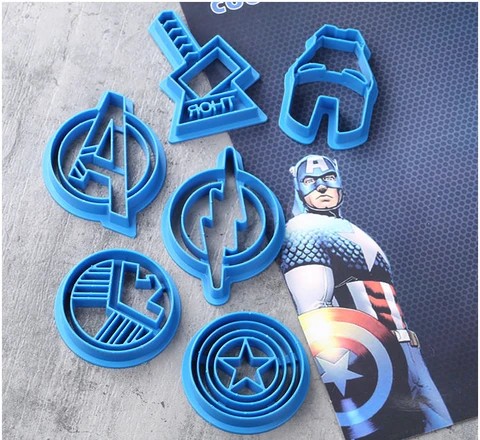 Avengers 6 pcs Set Fondant Cutter for Avengers Theme Cake Captain America Iron Man Thor Flash Shield