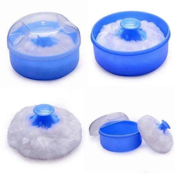Soft and Safe Baby Powder Puff for Infants and Toddlers - Round Container Included