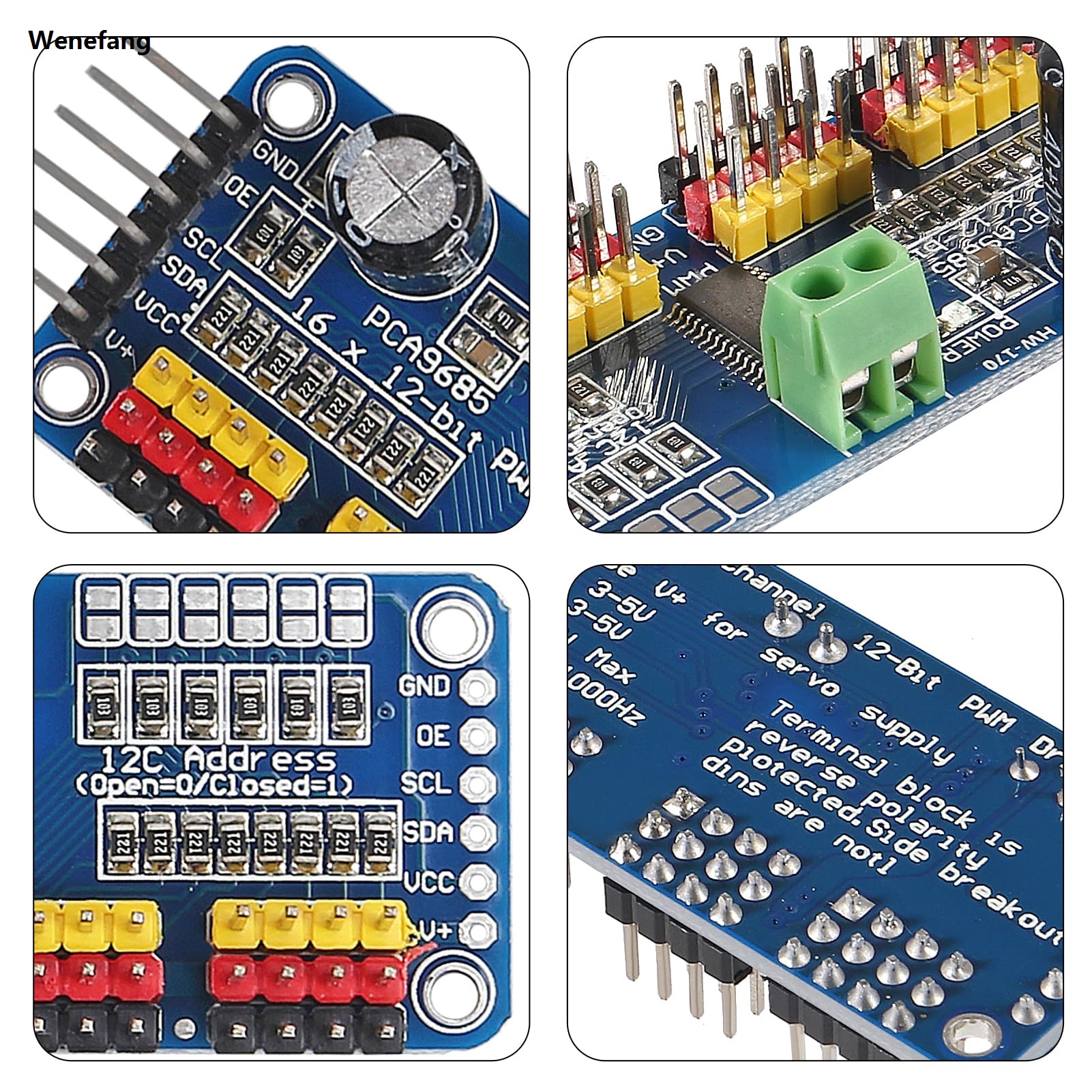 Wenefang 1pc PCA9685 16 Channel 12 Bit PWM Servo Driver Board IIC Interface Hot Selling PCA9685 Module Controller for Arduino and Raspberry Pi