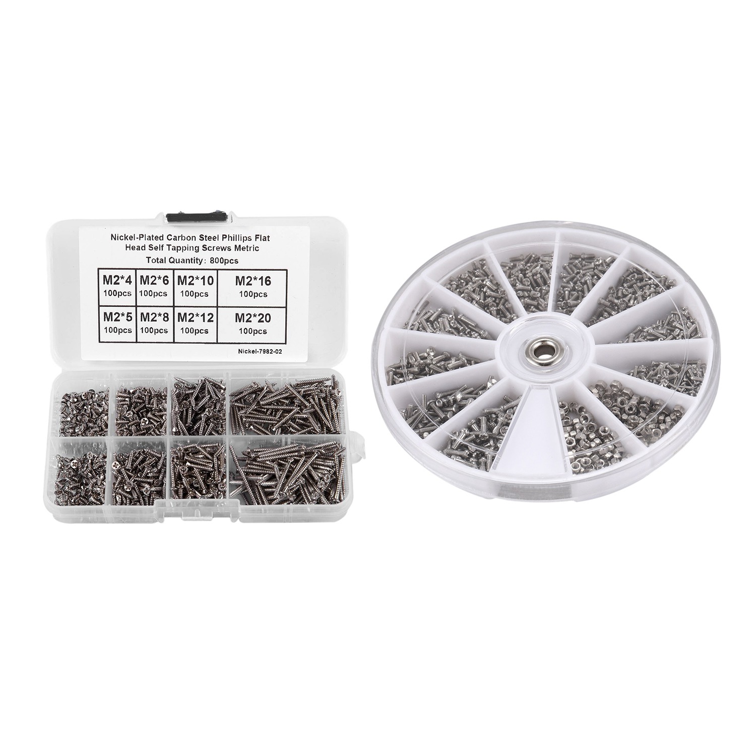 ZOROOM 1000Pcs Stainless Steel Screws Set for PC Glasses Mobile Phone & 800Pcs Self Tapping Screw Assortment Kit M2