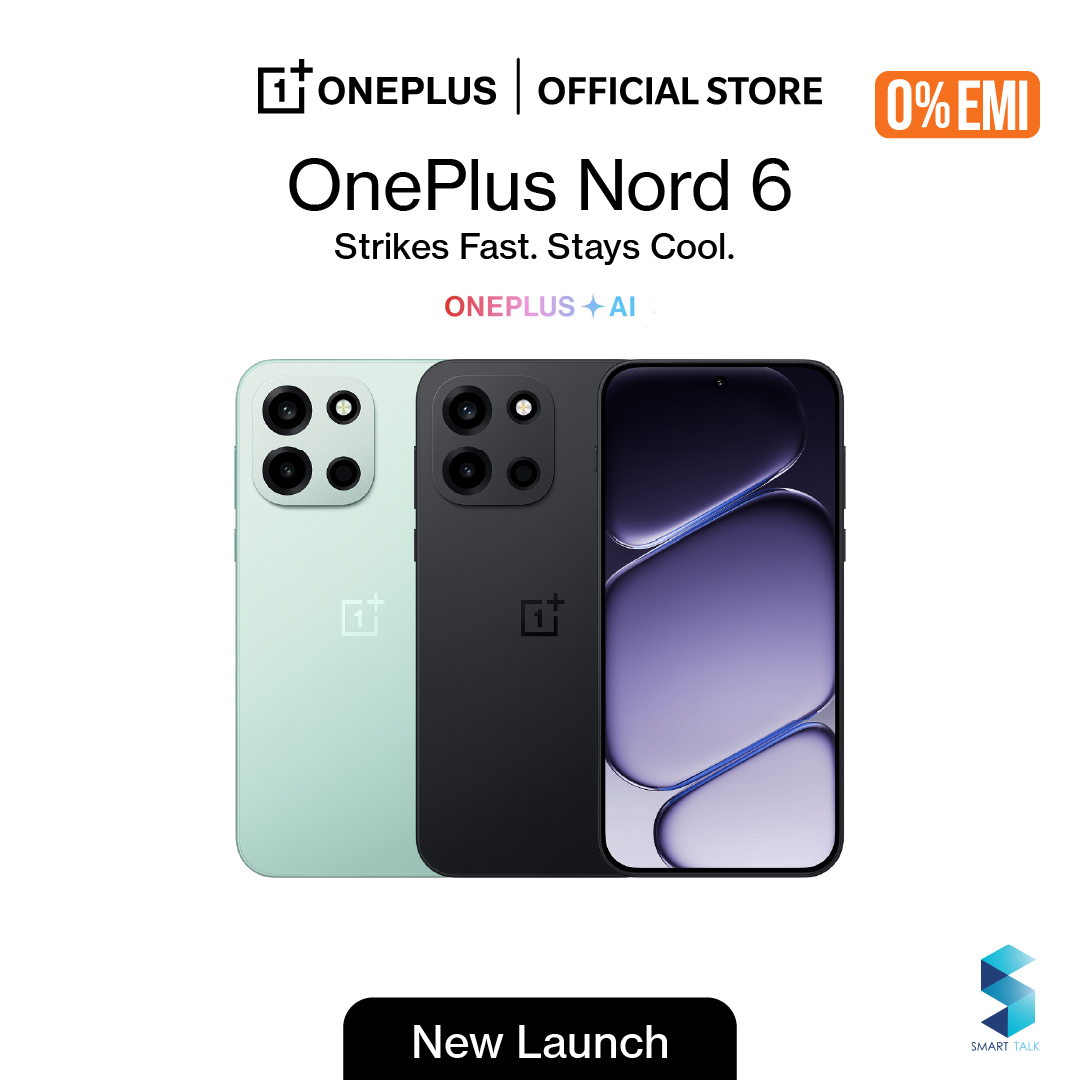 OnePlus Nord 6 5G | 12GB RAM, 512 GB Storage | Qualcomm Snapdragon 8s Gen 4 (4nm) | 165Hz 'Sunburst' AMOLED with Aqua Touch | IP68/IP69K dust tight and water resistant