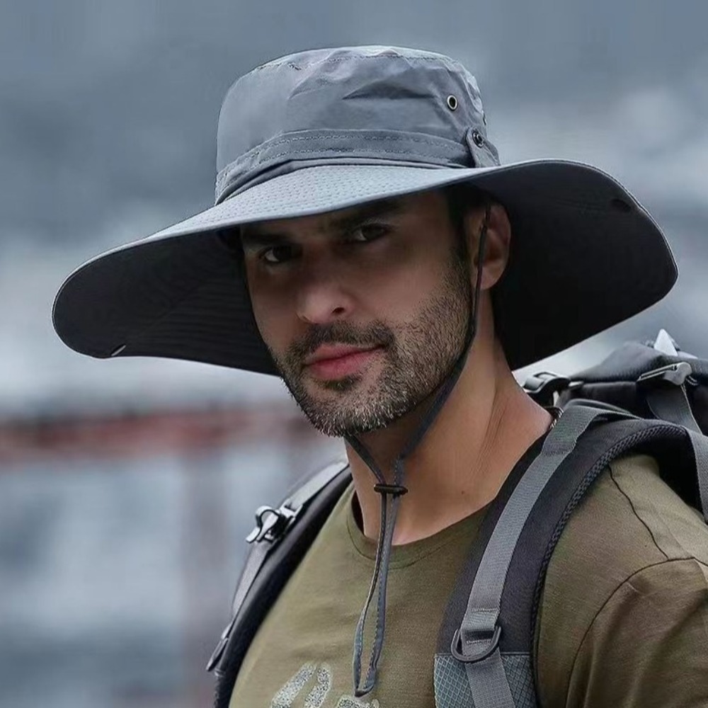 New 12CM Large Brim Bucket Hat Anti-UV Anti-Sun Fishing Cap Waterproof Breathable Beach Hat Summer